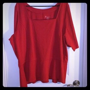 Red ruffle waisted top